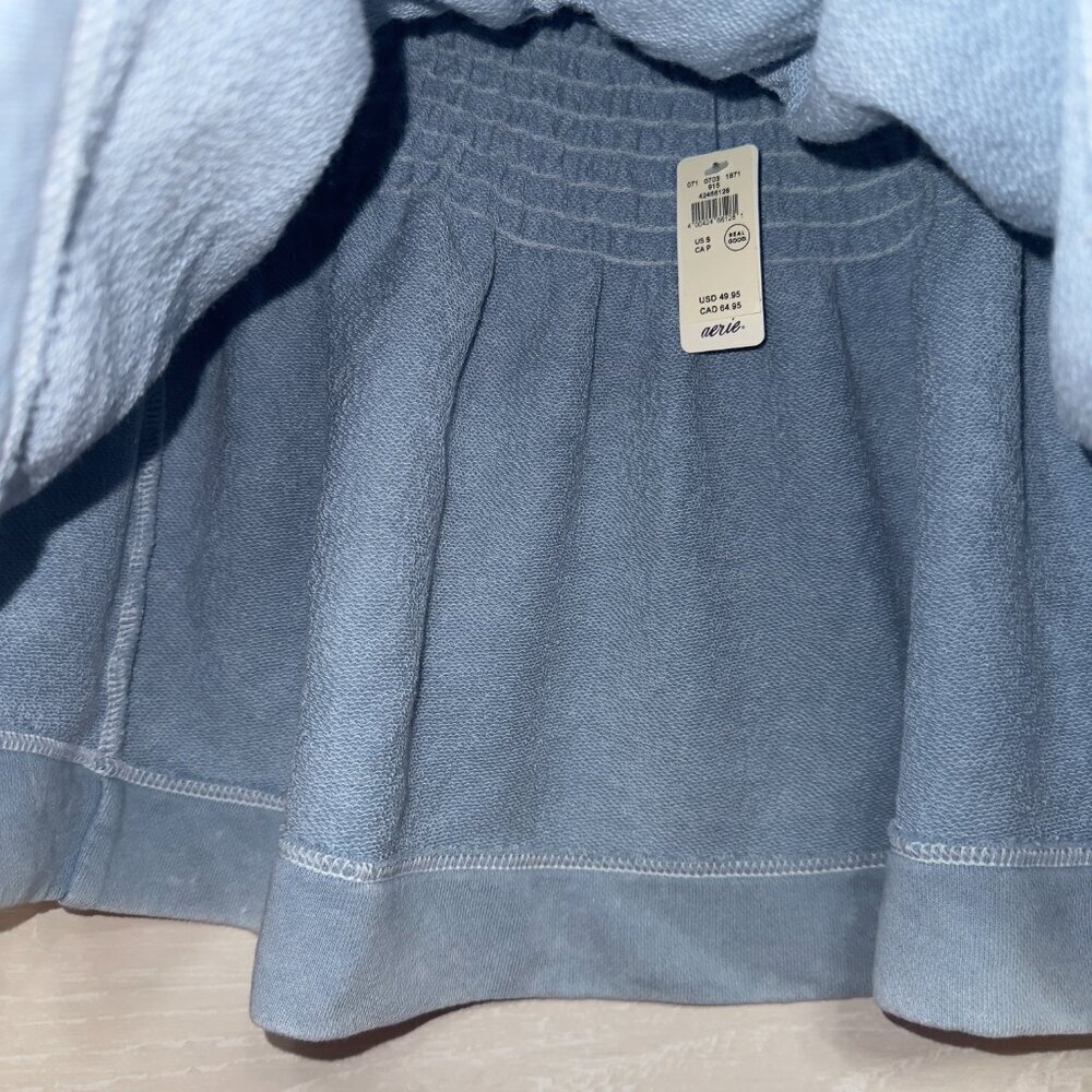 Aerie NWT Women's Size Small Blue High Rise A-line Smocked Mini Skirt - Picture 5 of 7